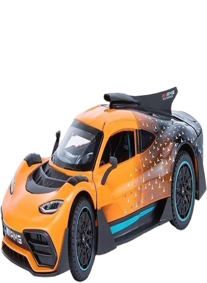PEZYOX 1:24 Scale MER-CEDES Ben-Z 300SL Die-Cast Metal Car with Sport car Openable Doors Light and Sound,Pull Back Function Indoor Outdoor Toy for Kids (1.24 Scale AMG ONE-Orange) - Image 1